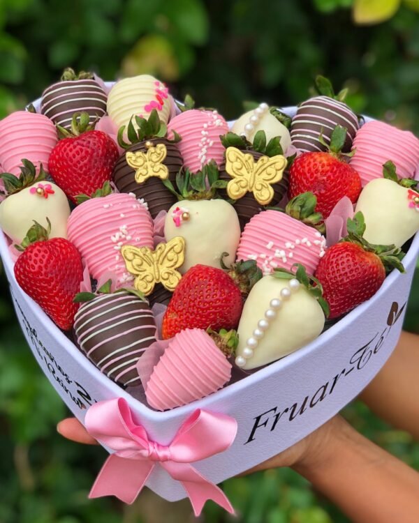 Corazón Fresas con Chocolate